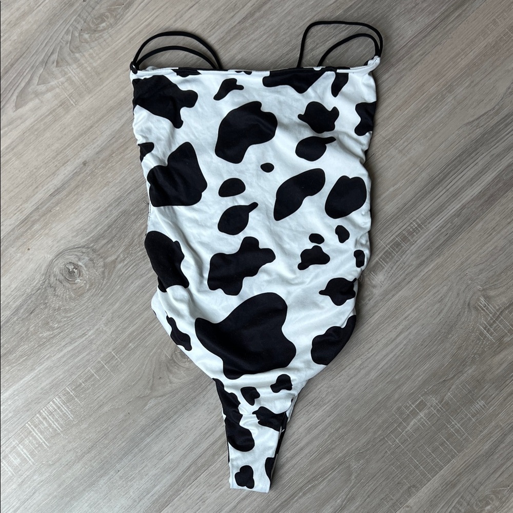 Backless Cow Print Bodysuit